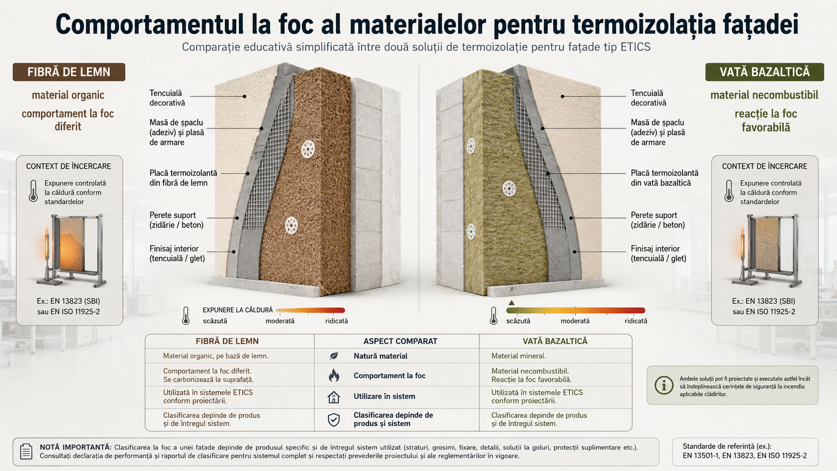 Comportament la foc: comparație neutră și tehnică