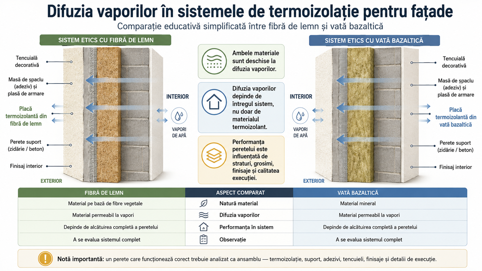 Difuzia vaporilor prin sistemul de fațadă