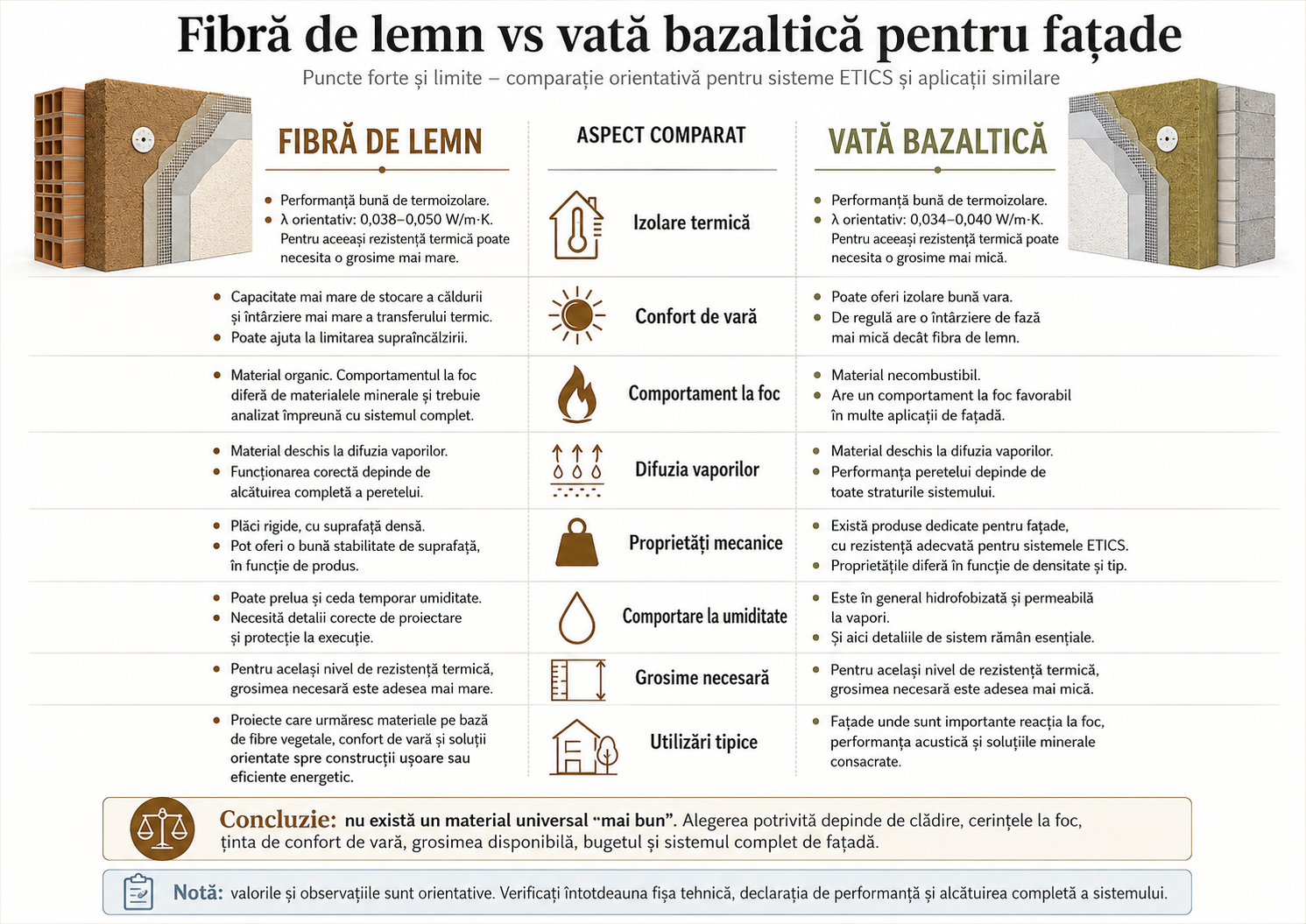 Avantaje și limite: fibră de lemn vs vată bazaltică