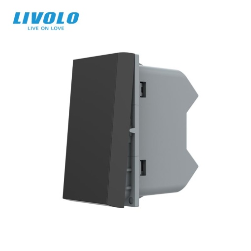 Modul Întrerupător Livolo mecanic simplu, cap scara / cap cruce, 1M, negru