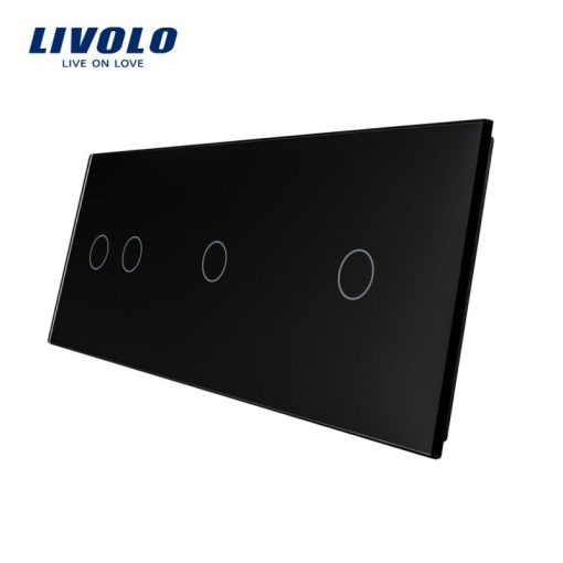 Panou întrerupător Livolo, dublu + simplu + simplu, negru