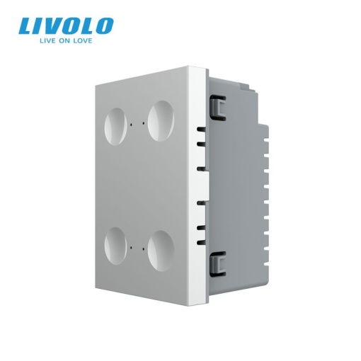 Modul Întrerupător Livolo, cvadruplu tactil, control telecomanda RF, cap scara / cap cruce, standard italian, 3M, gri