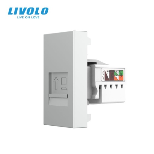 Modul priza Livolo, retea RJ45, 1M, gri