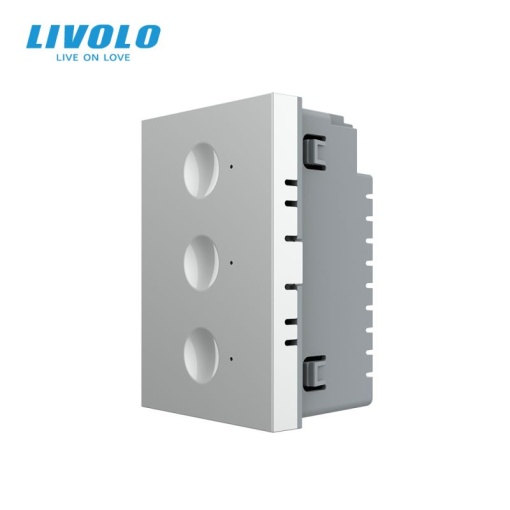 Modul Întrerupător Livolo, triplu tactil, control telecomanda RF, cap scara / cap cruce, standard italian, 3M, gri