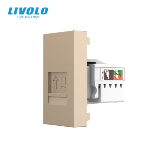 Modul priza Livolo, retea RJ45, 1M, auriu