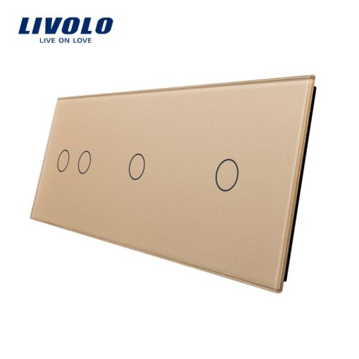 Panou întrerupător Livolo, dublu + simplu + simplu, auriu