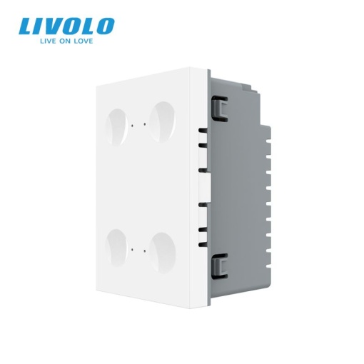 Modul Întrerupător Livolo, cvadruplu tactil, control telecomanda RF, cap scara / cap cruce, standard italian, 3M, alb