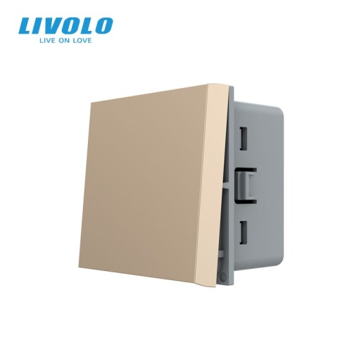 Modul Întrerupător Livolo mecanic simplu, cap scară, 2M, auriu