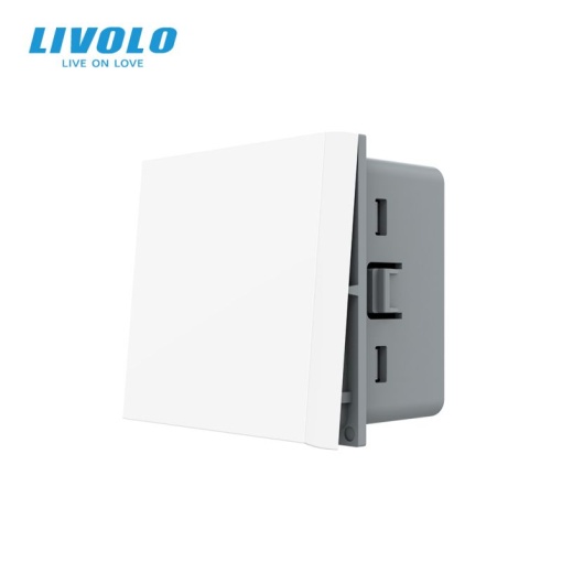 Modul Întrerupător Livolo mecanic simplu, cap scara / cap cruce, 2M, alb