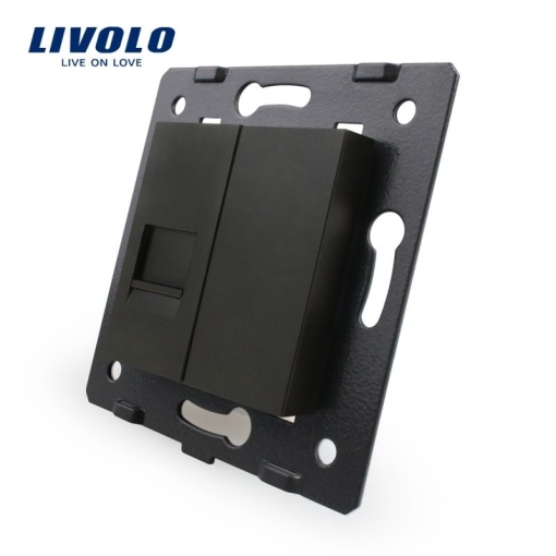 Modul Priză Livolo, simplă rețea calculator, RJ45, negru
