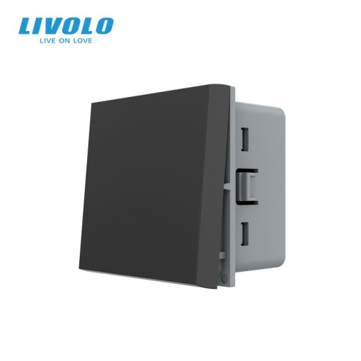 Modul Întrerupător Livolo mecanic simplu, cap scara / cap cruce, 2M, negru