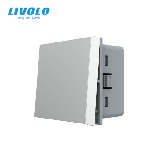 Modul Întrerupător Livolo mecanic simplu, cap scara / cap cruce, 2M, gri