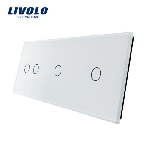Panou întrerupător Livolo, dublu + simplu + simplu, alb