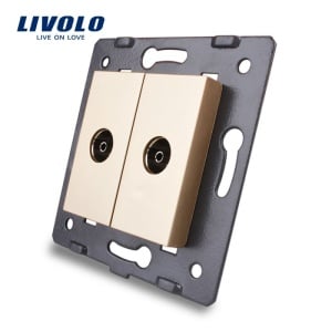 Modul Priză Livolo, dublă TV, 2xTV, auriu