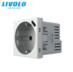 Modul priza Livolo, simpla Schuko + slot USB Tip-C, Standard German 2M, gri - Img 1