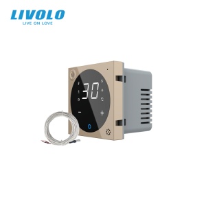 Modul termostat Livolo, pentru incalzire in pardoseala, Generatia noua, afisaj electronic, cu touch screen, auriu - Img 1