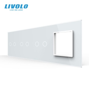 Panou intrerupator Livolo, dublu + dublu + dublu + priza, alb