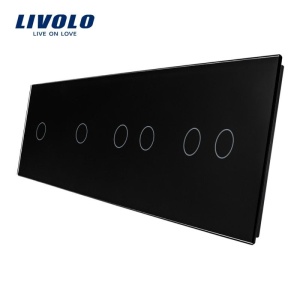 Panou întrerupător Livolo, simplu + simplu + dublu + dublu, negru