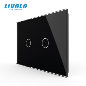 Panou Livolo dublu de sticla, standard italian, 3M, negru