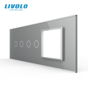 Panou Livolo intrerupator 2 x dublu + Rama Livolo simpla pentru doza 6M, gri
