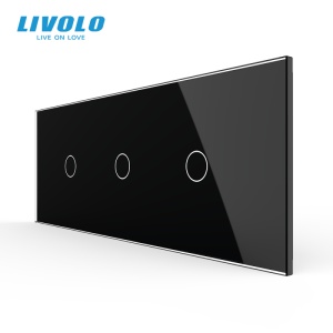 Panou Livolo intrerupator 3 x simplu pentru doza 6M, negru