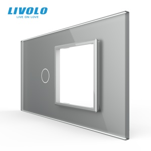 Panou Livolo pentru intrerupator simplu + Rama Livolo simpla 4M, gri