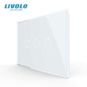 Panou Livolo triplu de sticla, standard italian, 3M, alb