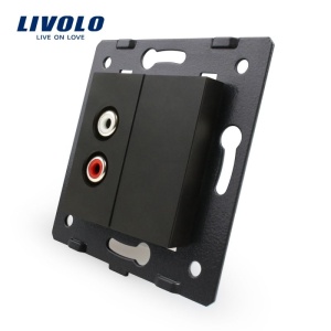 Modul Priză Livolo, simplă audio, RCA, negru