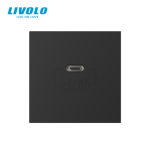 Modul priza Livolo, simpla USB tip C, negru - Img 1