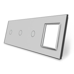 Panou intrerupator Livolo, 3 x simplu + priza simpla, gri