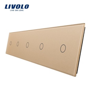 Panou întrerupător Livolo, 5 x simplu, auriu