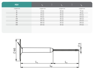 LESKOVEC PZV 30 (90mm) - diblu pentru termosistem pe structuri din lemn, OSB, DHF, CLT, tablă, fibrociment (cutie 200 buc) 120 mm - Img 6