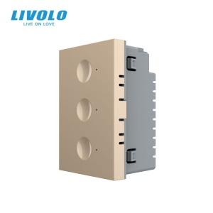 Modul Întrerupător Livolo, triplu tactil, cap scara / cap cruce, standard italian, 3M, auriu