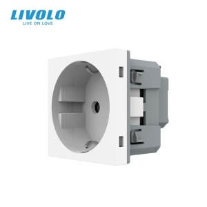 Modul priza Livolo, Schuko simpla, borne fara surub - quick connect, alb - Img 1