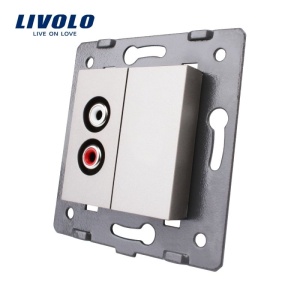 Modul Priză Livolo, simplă audio, RCA, gri