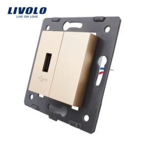 Modul Priză Livolo, simplă USB, auriu