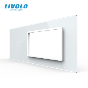 Panou Livolo pentru intrerupator simplu + Rama Livolo dubla pentru doza 6M, alb
