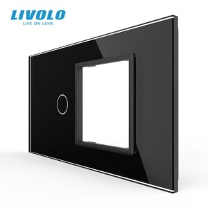 Panou Livolo pentru intrerupator simplu + Rama Livolo simpla 4M, negru