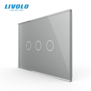 Panou Livolo triplu de sticla, standard italian, 3M, gri