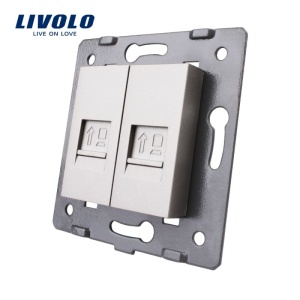 Modul Priză Livolo, dublă reţea calculator, 2xRJ45, gri