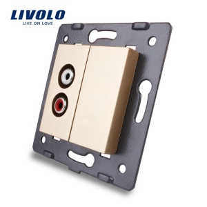 Modul Priză Livolo, simplă audio, RCA, auriu