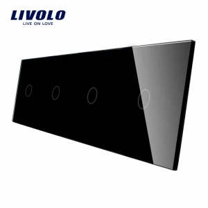 Panou întrerupător Livolo, 4 x simplu, negru