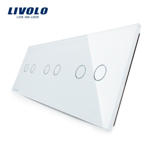 Panou întrerupător Livolo, dublu + dublu + dublu, alb