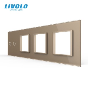 Panou intrerupator Livolo, dublu + priza + priza + priza, auriu