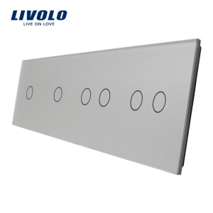 Panou întrerupător Livolo, simplu + simplu + dublu + dublu, gri
