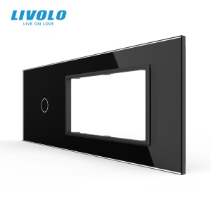 Panou Livolo pentru intrerupator simplu + Rama Livolo dubla pentru doza 6M, negru