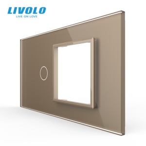 Panou Livolo pentru intrerupator simplu + Rama Livolo simpla 4M, auriu