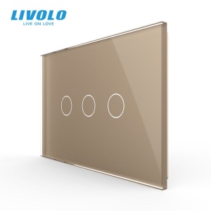 Panou Livolo triplu de sticla, standard italian, 3M, auriu