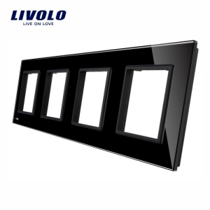 Ramă Livolo, Priză 4 module, negru