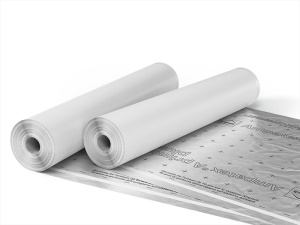 Ampatex A primo plus, 1,2 m x 35 m, 42 m² - Barieră de vapori incombustibilă A2-s1,d0, Sd 50 m, cu benzi adezive integrate, pentru izolații insuflate, acoperiș și pereți
